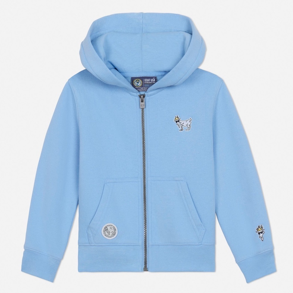 GOAT USA Light Blue Full-Zip Hoodie - size small